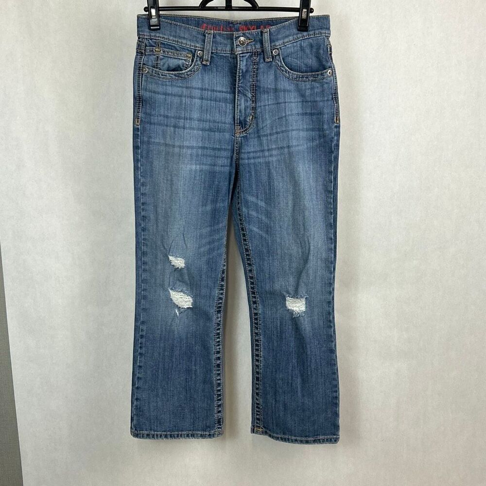 Cruel Denim Skylar Crop Jeans Sz 30 Distressed 26” Inseam Straight Leg Western